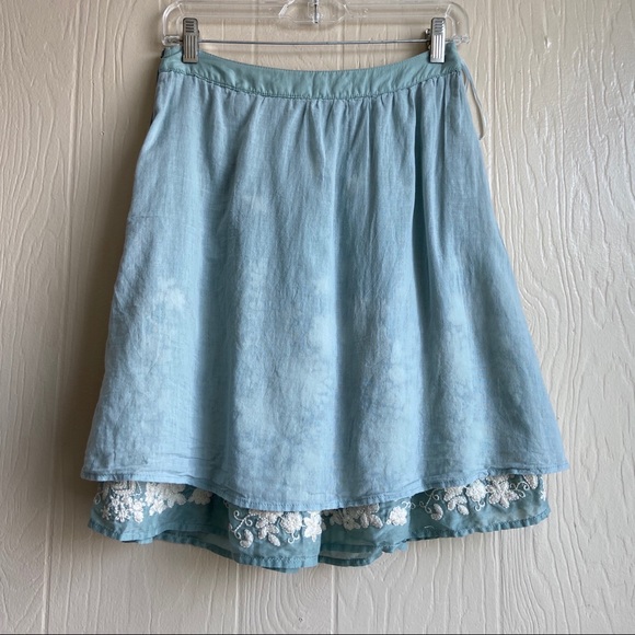 Anthropologie Blue Tassel Embroidered Skirt - Picture 14 of 15